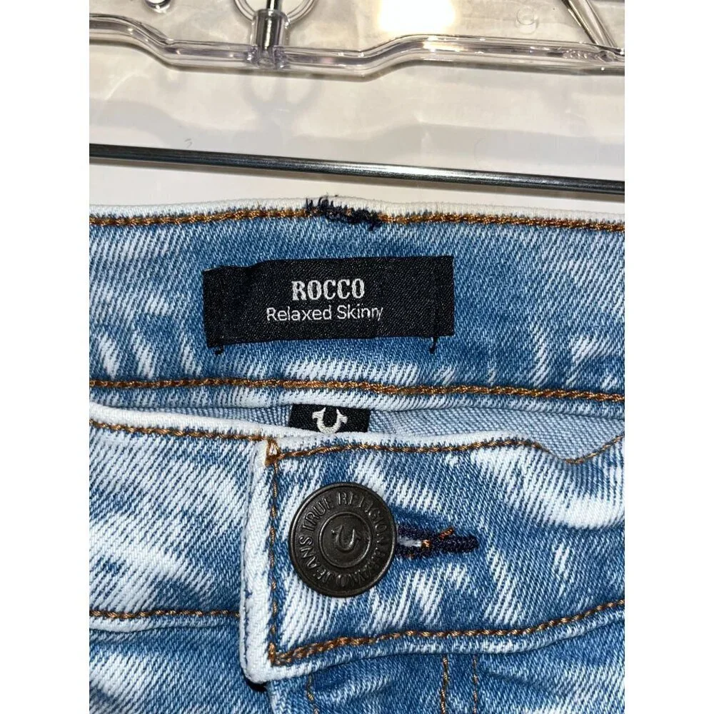 True Religion Rocco Blue Denim Medium Wash Relaxed Skinny Jeans Men's Size 36